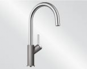 Blanco Carena-S Vario Armatur Silgranit-Look zweifarbig, Hochdruck Zugauslauf Schlauchbrause, alumetallic/chrom, 521360