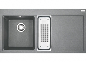 Franke Mythos MTG 651-100 Einbausp�le, Fragranit+, Farbe Steingrau, Druckknopfventil, 114.0476.968, 10884