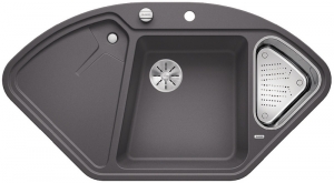 Blanco Delta II Eck-Einbau-Sp�le Silgranit PuraDur, Farbe felsgrau, InFino Ablauf, 523657