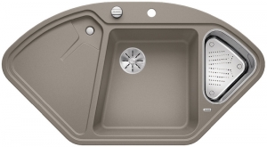 Blanco Delta II Eck-Einbau-Sp�le Silgranit PuraDur, Farbe tartufo, InFino Ablauf, 523666
