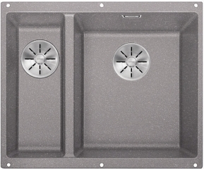 Blanco Subline 340/160-U Silgranit PuraDur 2 Becken rechts, Farbe alumetallic, InFino Ablauf, 523560