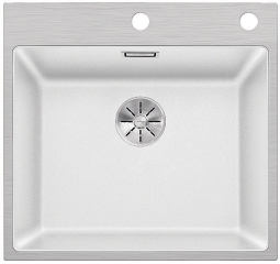 Blanco Subline 500-IF/A SteelFrame Silgranit PuraDur, Edelstahlrahmen, Flachrand, Farbe Wei�, InFino Ablauf, 524112