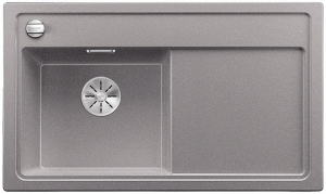 Blanco Zenar 45 S Silgranit PuraDur 2, Becken links, Farbe alumetallic, InFino Ablauf, 523852
