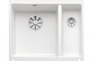 Blanco Subline 350/150-U Keramik PuraPlus, Farbe kristallweiss gl�nzend, InFino Ablauf, 523741