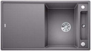 Blanco Axia III 5 S Silgranit PuraDur 2, inkl. Glasschneidbrett, Farbe alumetallic, InFino Ablauf, 523217