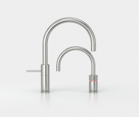 Quooker Nordic Round Twintaps, PRO3-VAQ und Cube, Edelstahl massiv, 3NRRVSTTCUBE