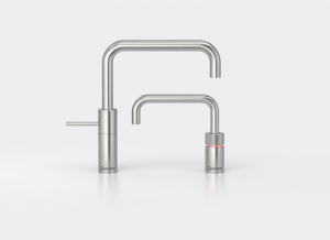 Quooker Nordic Square Twintaps, COMBI + Plus, Edelstahl massiv, 22+NSRVSTT