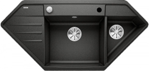 Blanco Lexa 9 E Silgranit PuraDur 2, Farbe schwarz, InFino Ablauf, 525910