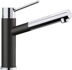 Blanco Alta-S Compact Silgranit-Look, 2-farbig, Farbe schwarz/chrom, 526161