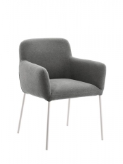 Naber Tablon Posto S Stuhl, Gestell edelstahlfarbig, Bezug hellgrau, 3038344