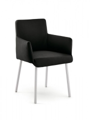 Naber Tablon Diego K Stuhl, Gestell edelstahlfarbig, Bezug schwarz, 3038211