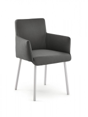 Naber Tablon Diego K Stuhl, Gestell edelstahlfarbig, Bezug hellgrau, 3038216