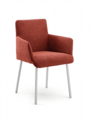 Naber Tablon Diego S Stuhl, Gestell edelstahlfarbig, Bezug rot, 3038227