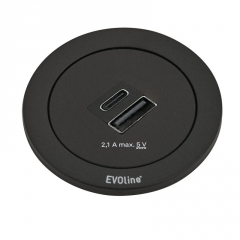 Naber Evoline� One Doppel USB A+C, Steckdosenelement Ring schwarz, 7053182