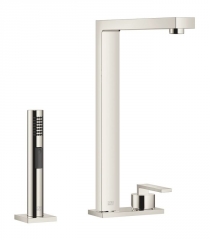 Dornbracht Lot Einhebelmischer, Zweilochbatterie + Sp�lbrausegarnitur, Hochdruck, Platin, 32843680-08+27722970-08