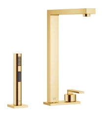 Dornbracht Lot Einhebelmischer, Zweilochbatterie + Sp�lbrausegarnitur, Hochdruck, Messing, 32843680-28+27722970-28