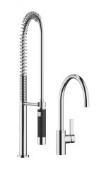 Dornbracht Tara Ultra Einhebelmischer + Profibrausegarnitur, Hochdruck, Chrom geb�rstet, 33826875-93+27789970-93