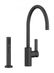Dornbracht Tara Ultra Einhebelmischer + Sp�lbrausegarnitur, Hochdruck, Schwarz matt, 33826875-33+27721970-33