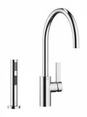 Dornbracht Tara Ultra Einhebelmischer + Sp�lbrausegarnitur, Hochdruck, Chrom geb�rstet, 33826875-93+27721970-93