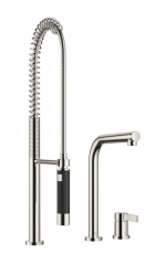 Dornbracht Elio Einhebelmischer, Zweilochbatterie + Profibrausegarnitur, Hochdruck, Platin, 32800790-08+27789970-08