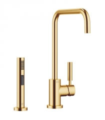 Dornbracht Meta.02 Einhebelmischer, + Sp�lbrausegarnitur, Hochdruck, Messing geb�rstet, 33820625-28+27721970-28