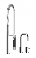 Dornbracht Meta.02 Einhebelmischer Zweilochbatterie + Profibrausegarnitur, Hochdruck, Chrom, 32800625-00+27789970-00