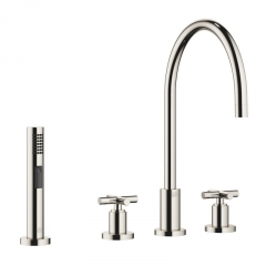Dornbracht Tara Dreilochbatterie + Sp�lbrausegarnitur, Hochdruck, Platin, 20815892-08+27721970-08