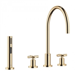 Dornbracht Tara Dreilochbatterie + Sp�lbrausegarnitur, Hochdruck, Messing, 20815892-09+27721970-09