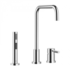 Dornbracht Meta.02 Einhebelmischer, Zweilochbatterie + Sp�lbrausegarnitur, Hochdruck, Chrom, 32815625-00+27721970-00