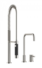 Dornbracht Meta.02 Einhebelmischer, Zweilochbatterie + Profibrausegarnitur, Hochdruck, Platin geb�rstet, 32815625-06+27789970-06