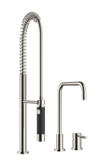 Dornbracht Meta.02 Einhebelmischer, Zweilochbatterie + Profibrausegarnitur, Hochdruck, Platin, 32815625-08+27789970-08