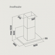 Falmec Lumina NRS� Inselhaube 90 cm, Blende wei�, mit 5 Jahren Garantie