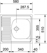 Franke Eurostar ETN 611-58 Einbausp�le mit Ablaufgarnitur, 101.0262.834, 10210