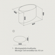 Falmec Spring E.ion�-System, Schwarz, 80 cm, Inselhaube, mit 5 Jahren Garantie