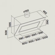 Falmec Quasar, Design, Edelstahl/Wei�, 80 cm, Wandhaube, mit 5 Jahren Garantie