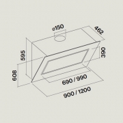 Falmec Quasar Top, Fasteel, Edelstahl, 120 cm, Wandhaube, mit 5 Jahren Garantie