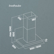 Falmec Plane NRS� Inselhaube 120 cm, Edelstahl, mit 5 Jahren Garantie