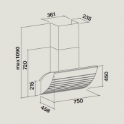 Falmec Shark, Edelstahl geb�rstet/Glas weiss, 75 cm, Wandhaube, mit 5 Jahren Garantie