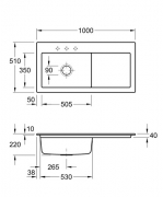 Villeroy & Boch Subway 60 XL, Farbe FU Ivory, Classicline, Becken rechts oder Becken links