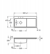 Villeroy & Boch Subway 60 XL Flat, Farbe KD Fossil, Classicline, Becken rechts oder Becken links