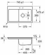 Villeroy & Boch Subway 45 flat, Farbe S5 Ebony, Premiumline, Becken rechts oder Becken links