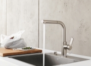 Dornbracht Elio Pull-Out Einhebelmischer mit herausziehbarem Auslauf, Hochdruck, Platin geb�rstet, 33840790-06