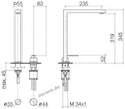 Dornbracht Lot Einhebelmischer, Zweilochbatterie mit Einzelrosetten, Hochdruck, Platin geb�rstet, 32800680-06