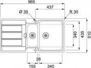 Franke Hydros HDX 254 Einbausp�le - SlimTop, Druckknopfventil, 127.0378.733, 10036