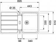 Franke Hydros HDX 284 Einbausp�le - SlimTop, Druckknopfventil, 127.0378.735, 10045