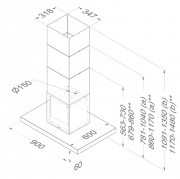Novy Flatline 7645 Inselhaube Extern, Edelstahl, 90cm, mit 5 Jahren Garantie