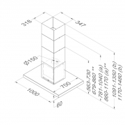 Novy Flatline 7650 Inselhaube, Edelstahl, 100cm, mit 5 Jahren Garantie