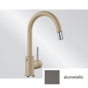 Blanco Mida-S Silgranit-Look, Armatur, Hochdruck Zugauslauf Schlauchbrause, Farbe alumetallic, 521456