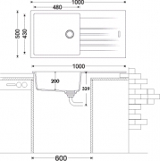 Naber Angola 100 L, Einbausp�le, granit magnolia, 1106035