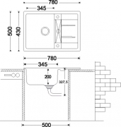Naber Corto 780, Einbausp�le, granit magnolia, 1106045